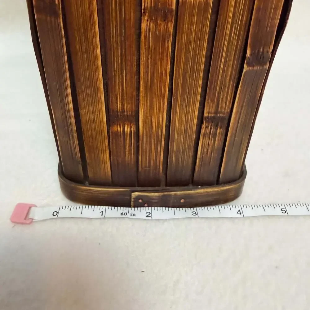 Bamboo Wooden Vintage Wine Liquor Bottle Carrier Handle Clasp Farmhouse Boho